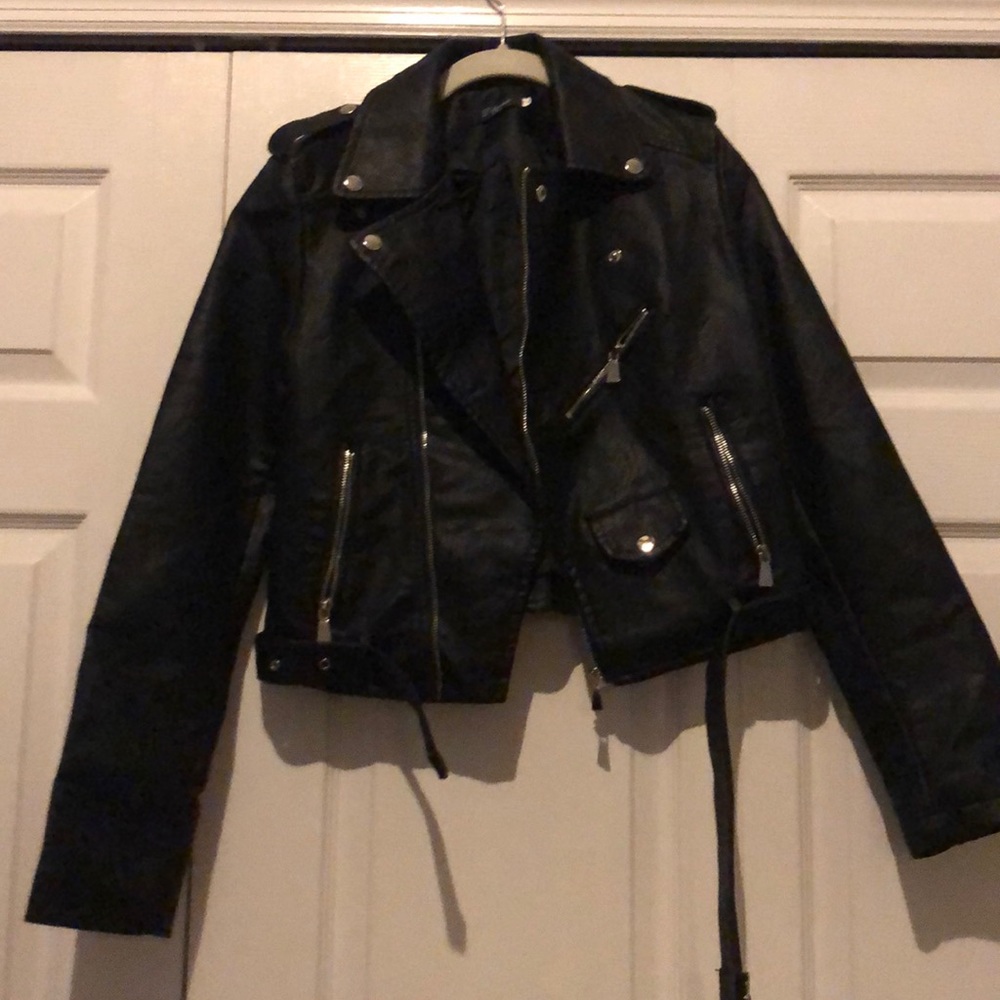 Black faux leather Moto jacket